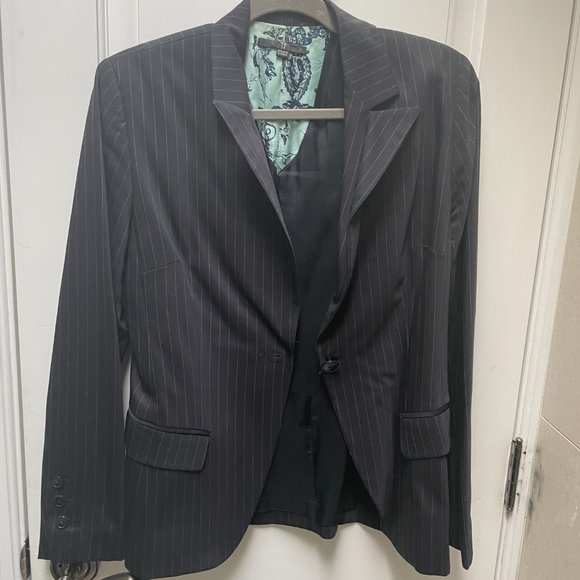 Teenflo Striped Black suit jacket with forest lining - Picture 2 of 4